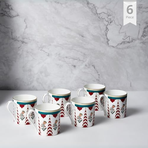 Image of India Circus Fine Bone China Coffee Mug Set of 6-220 Ml Each | Accented with 22 Carat Gold (6 Pcs)(LE10), Tea Cup Set of 6, Mugs for Coffee, Cups Set, Ideal for Gifting, Perfect for Home & Office