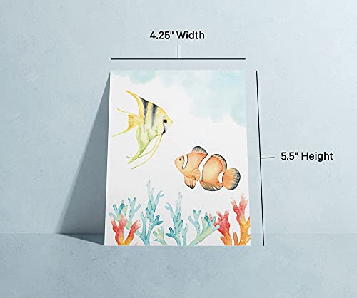 Image of Twigs Paper - Assorted Ocean-Themed Greeting Cards - Stationery Cards with Envelopes - Thank You Card - Blank Note Cards - Greeting Cards for All Occasions - Made in USA (5.5 x 4.25, Set of 12)