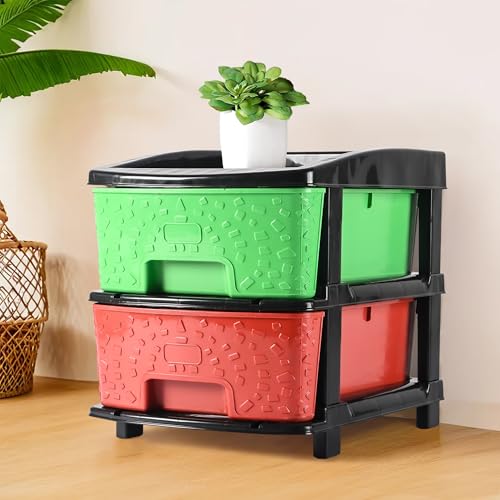 Image of Kuber Industries 2-Layer & 19 Ltr Plastic Drawer Storage Organiser | Modular Kitchen & Toy Organizer For Kids Room | Drawers Storage Organizer Rack | Multicolor