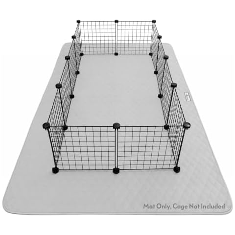 Paw Inspired 80x50” Waterproof Playpen Mat | Super Absorbent Fleece Cage Liner with Non-Slip Bottom | Pet Play Pen Pad for Dogs, Rabbits, Guinea Pigs, Hamsters, Small Animals (Light Gray) Cover