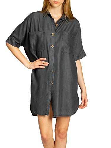 Caspar BLU018 Robe d'été Longueur Genoux en Lyocell légère pour Femme, Couleur:Noir, Taille:Taille Unique (XS S M L XL XXL 3XL)