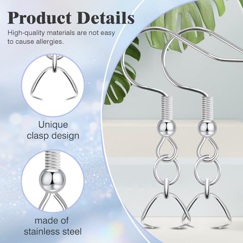 Earring Hooks 50PCS/25Pairs, Stainless Steel Ear Wires Fish Hooks, Hypo-allergenic Jewelry Findings Parts for DIY Jewelry Making