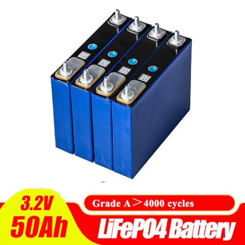 Image of Pack of 4-3.2V 50Ah LiFePO4 Cells Lithium Battery Iron Phosphate Deep Cycle Battery, Power Supply for RV, Boat, Golf Cart, Motor, UPS, Fish Finder, Lawn Mower, Off Grid, Solar Systems, etc.