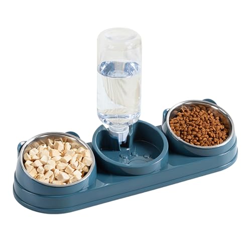 Cat Food Bowl | 高さ調整可能 キャットフードボウル ドッグフードディッシュ | 傾斜 ステンレス製 ペット給水器 給餌器 子猫 小型犬 うさぎ用 | 屋内 アパート 寮 家庭用 飲み水 食事ボウル