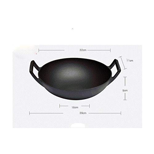 Wok de hierro fundido pre-sazonado con tapa de madera miniatura 3