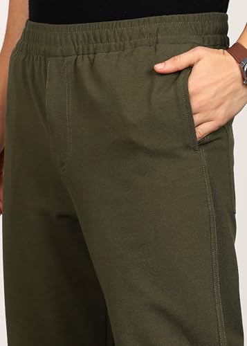 Image of Alan Jones Clothing Mens Washed Jersey Cotton Joggers Pants | Soft Stretch Cotton | Ankle Length with Elastic Hems