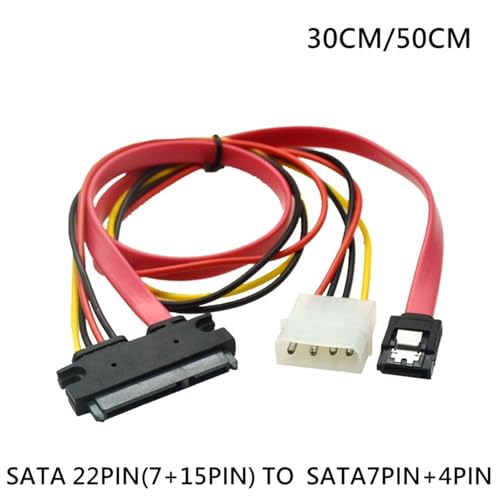 Cable SATA 22pin 7+15pin Female to SATA 7Pin Female con IDE 4Pin 0.3 m miniatura 2