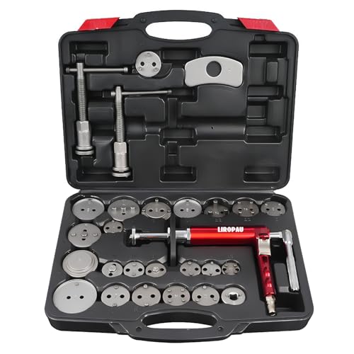 LIROPAU 27 PCS Kit de réinitialisation de Piston de Frein, kit d'outils de réinitialisation de Piston de Frein pour Tourner et Pousser Les Pistons de Frein...