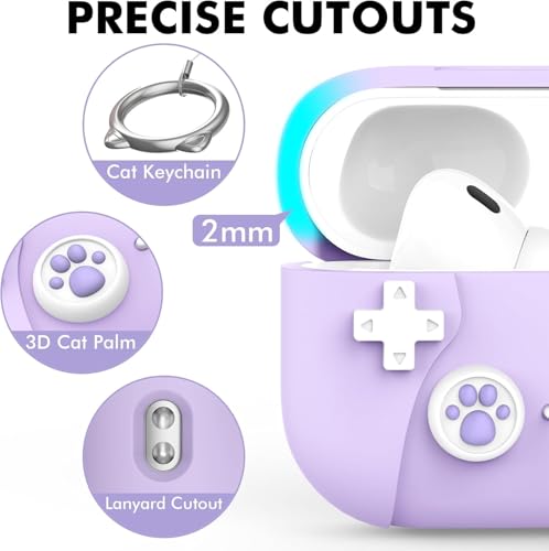 Image of Meyaar for AirPods Pro 3 Case 2025 Silicone Protective Cases for Apple AirPods Pro 3rd Generation Case for Women Men, for AirPod Pro 3 Cases Cover Accessories with Keychain (Game Console Purple)
