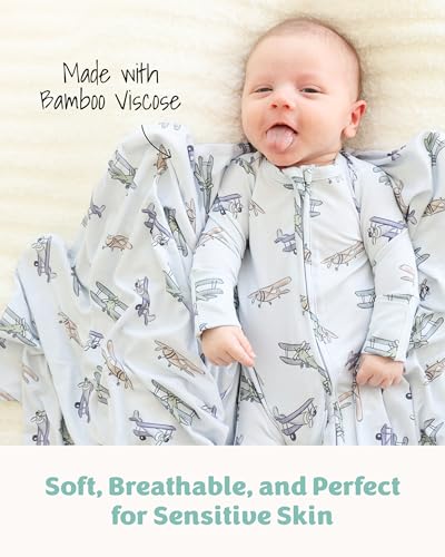 Caden Lane Zippered Baby Footie Pajamas, Soft Onesie Bodysuit with Feet & Double Zipper for Easy Diaper Change, Infant, and Toddler Footed One-Piece Jumpsuit, First Class, 0-3 Months4