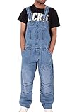 Huateng Hombre Denim Bib Overoles Peto de Trabajo Dungaree Jeans Jumpsuits