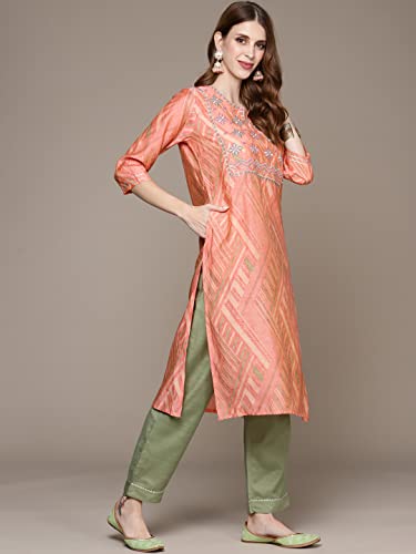 Image of anubhutee Women's Floral Embroidered Printed Kurta with Trousers and Dupatta