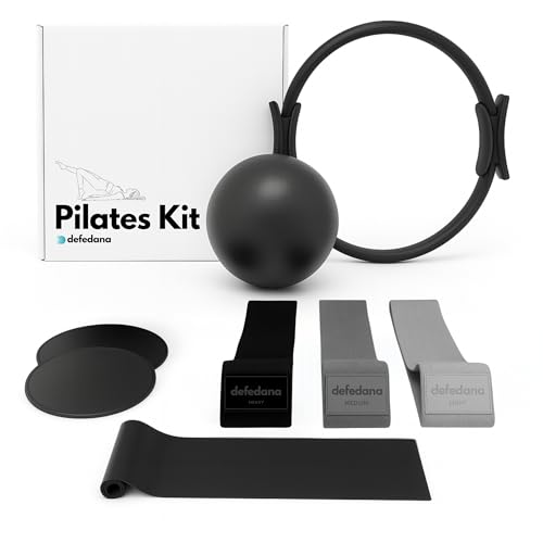 defedana Kit Pilates en casa, Gomas Elasticas Musculacion, Bandas Elasticas Musculacion, Pilates Accesorios, gym en Casa, Aro, Pelota, Discos Deslizantes, Banda resistencia, yoga accesorios,calistenia