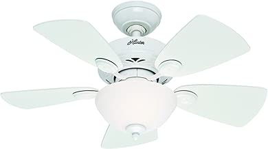 Hunter Indoor Ceiling Fan with light and pull chain control - Watson 34 inch, White, 52089 - coolthings.us