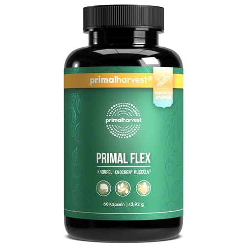Primal Harvest® Gelenk Aktiv Plus - 60 hochdosierte & laborgetestete Kapseln mit Magnesium und Vitamin C - Hyaluronsäure, Kollagen