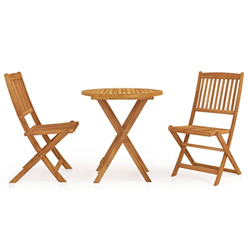 Xichuzi Comedor de jardín Plegable 3 Piezas, Conjunto Mesa Y Sillas Jardin, Mesa Y Sillas Terraza, Muebles Jardin Exterior, Conjuntos De Muebles De Jardín, Madera Maciza de Acacia