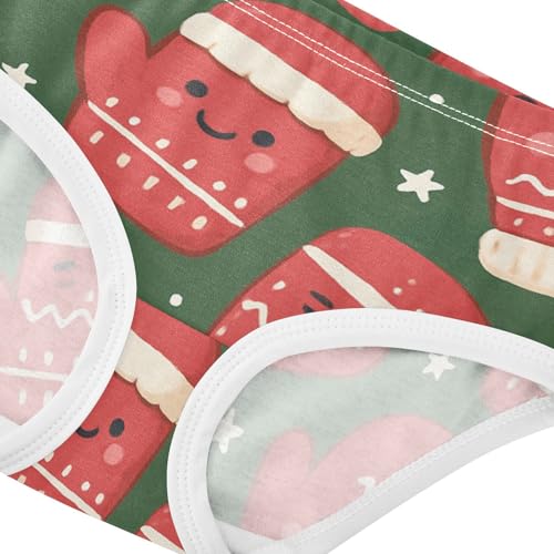 Girls' Briefs Breathable Toddler Underwear for Girls Christmas Mittens - Green Background4