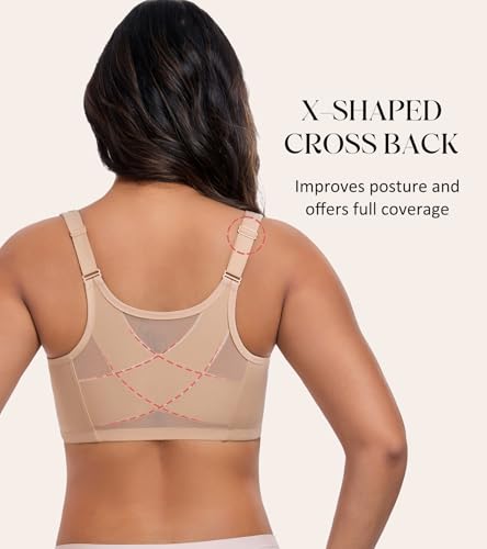 DotVol Women's Front Closure Posture Everyday Bra Plus Size Full Figure Underwire Back Support Bralette2