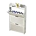 Armoire À Chaussures Blanc 3 Portes Pull Down Cabinet, Étagère À Chaussures Ultra-Mince, Étagère À Chaussures Anti-Poussière Multicouche, Étagère De Rangement Pour Armoire À Chaussures Autoportante