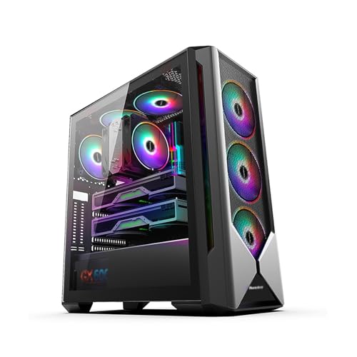 Computer PC Case,Tempered Glass Mid-tower Case,Supports E-ATX ATX Micro-ATX ITX,6 Fans,Top I/O Panel,Supports Water Cooling (Color : Style 1)