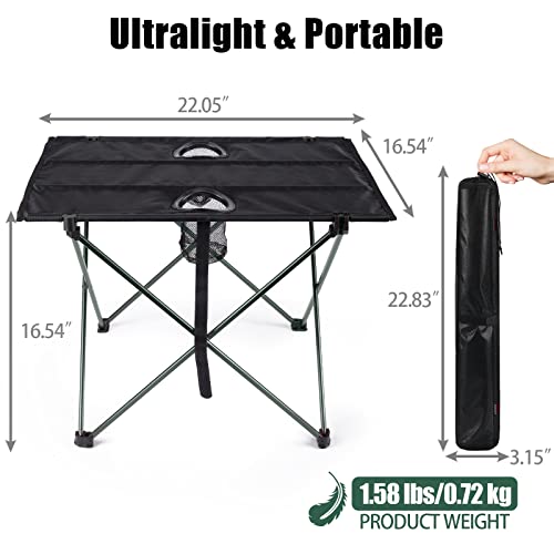 Voovy Portable Camping Picnic Folding Tables With 2 Cup Holders, Ultralight Compact Roll Up Backpacking Tables With Carrying Bag For Outdoor Picnic, Beach, Hiking, Camping, Bbq, Party（Silver） #TOP3
