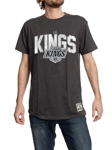 Calhoun NHL Surf & Skate Mens Vintage Style Distressed Heather Tone Rustic T-Shirt (Los Angeles Kings, Medium)