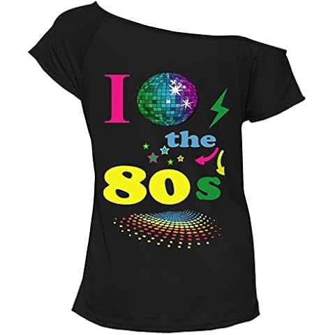 Fashion Knot Womens I Love The 80s 90s T Shirt Short Sleeves Retro Fancy Dress Parties Tees Top UK 8-20 (XL 16-18, Tshirt Globe 80s Black) Cover