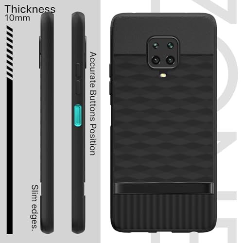 Image of Pikkme Back Cover for Redmi Note 10 Lite /Note 9 Pro /Pro Max /Poco M2 Pro Camera Protection 3D Hexa Cube Design Silicone Protective Bumper Case (Black)
