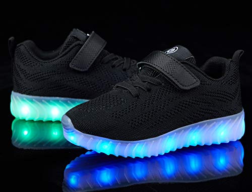 Aosifu Kids Light Up Shoes Toddler Girls Boys Breathable Led Flashing Sneakers Usb Charge A-Black26 thumb #5