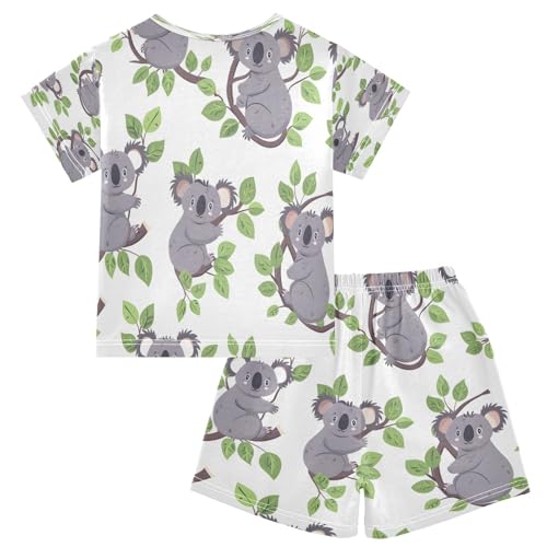 senya Short Sleeve Pajamas Sets Summer Cotton Sleepwear Cartoon Grey Koalas2