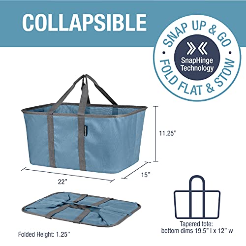 Clevermade Collapsible Fabric Laundry Baskets - Foldable Pop Up Storage Container Organizer Bags - Large Rectangular Space Saving Clothes Hamper Tote With Carry Handles, Pack Of 2, Denim #TOP1