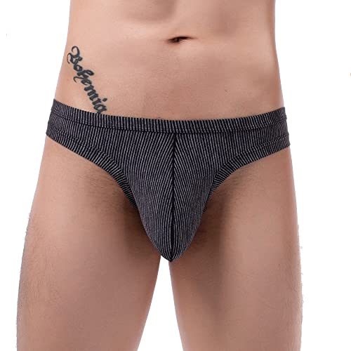 Men's Striped Low Rise Thong Underwear Stretch Thong T-Back Sexy Underwear2
