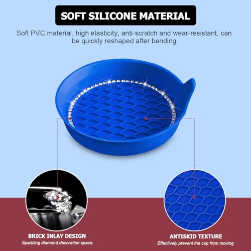 Juego de 4 posavasos de silicona para carro, azul miniatura 3