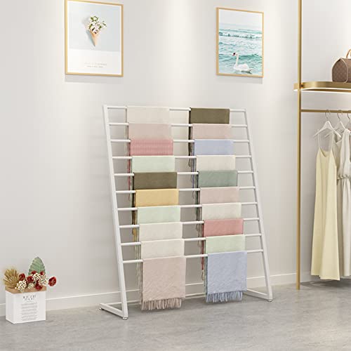 UWYTGF Scarf Holder Organizer,Scarf and Belt Hanger,Standing Towel Rack,Hanging Scarf Organizer,for Dishtowels/Scarf/Hijab/Shawls,White,100 * 40 * 145Cm