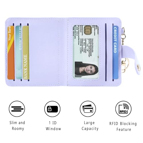 Image of Airkit Small Wallet Women RFID, PU Leather Card Holder with Keychain | Slim Compact Zipper Coin Purse for Ladies, Travel Holiday Gifts for Mom, Cute Mini Bifold Wallets