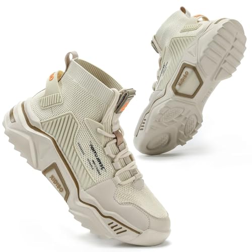 Image of SANNAX Fashion Shoes for Mens High Top Casual Walking Shoes Non Slip Breathable Mesh Lightweight Sneakers