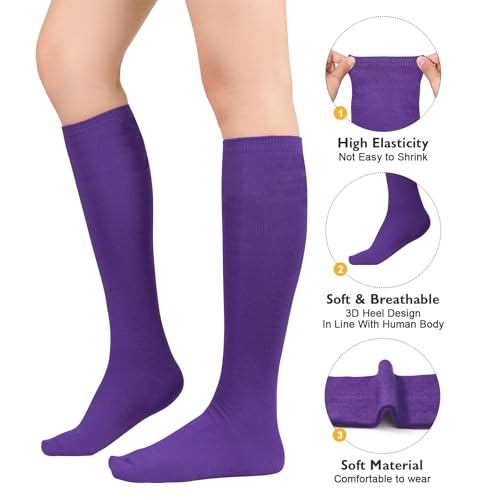 Image of Women's Knee High Socks Long Athletic Thin Thigh High Stocking Outdoor Sport Casual Tube Socks Knee Socks