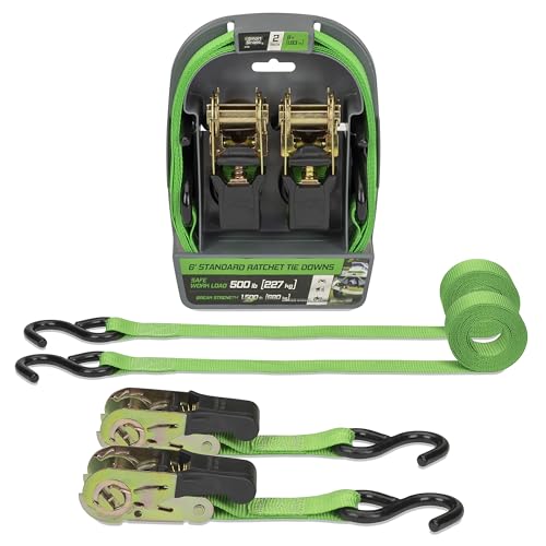 SmartStraps Ratchet Straps - 6ft GRN Padded Ratchet 2pk 1 500lb Green -SMAR138