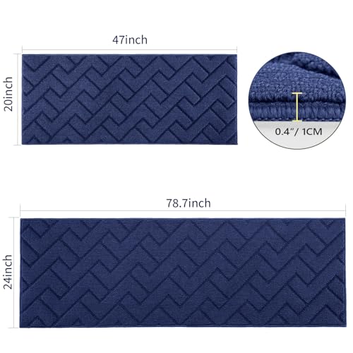 Image of hicorfe Kitchen Runner Rug,24 inchx79 inch+20 inchx48 inch Kitchen Set,Non-Slip Kitchen Mat