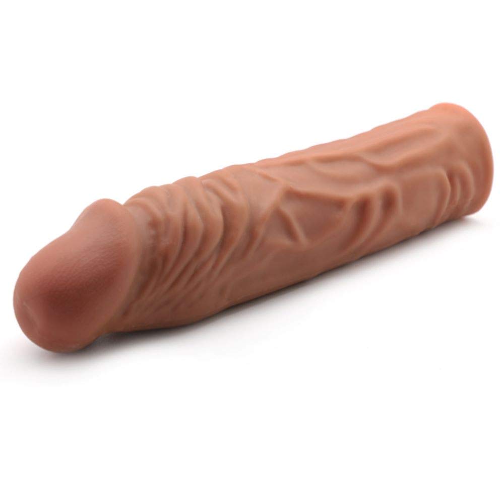 BeHorny Brown Colour Realistic Penis Sleeve Extender, Extra Girth and Length, 7.4-Inch