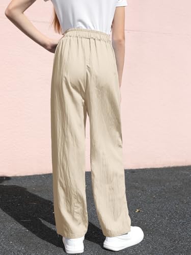Image of SANGTREE Girls & Woman Wide Leg Pants Lightweight Casual Elastic High Waist Straight Leg Loose Trousers,4 Years - Woman 2XL
