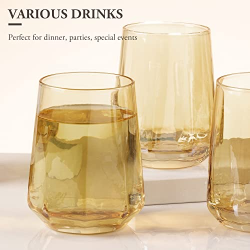 Mygift KIT2814AMB-X4 Vintage Style Amber Glassware Set Of 4, Stemless Wine Glasses thumb #1
