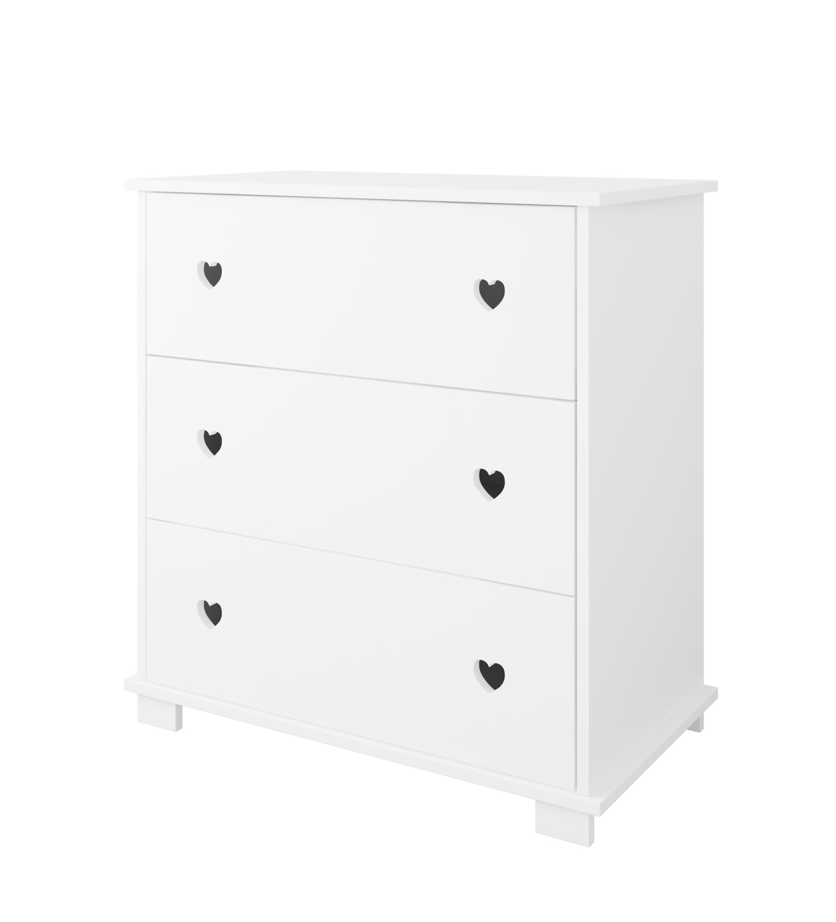 zee Cassettiera Fasciatoio Neonato 83 x 87 x 49 cm Bianca Fasciatoio Rimovibile 3 Cassetti Comò Cameretta Bambini Design Cuore