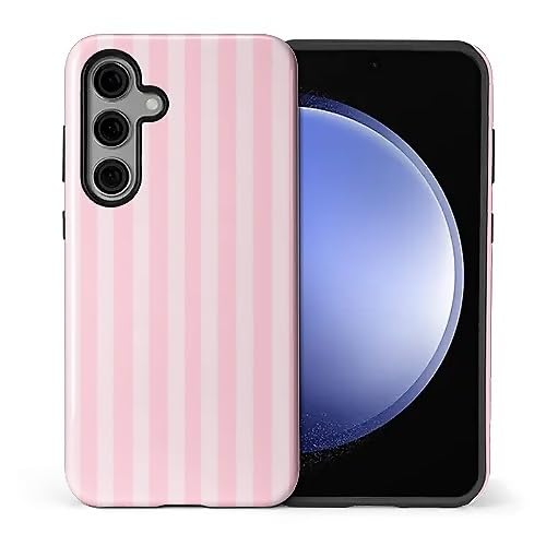 Kompatybilne z Samsung Galaxy S23 FE błyszczące etui dla dziewczynki i chłopca konstrukcja całego korpusu miękki silikon upadek ochrona przed zarysowaniami szalony wzór kremowe i różowe paski