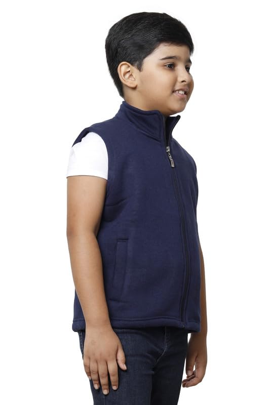 Image of IndiWeaves Boys Solid Fleece Warm Sleeveless Jackets for Winters (Pack of 2) Black::Grey