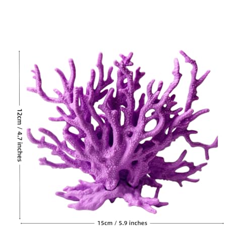 Image of Purple Aquarium Coral Fish Tank Decorations Aquarium Landscape | Realistic coral aquarium decoration, 5.9 inch x 4.7 inch , suitable for fish, works for freshwater /saltwater tanks, easy to clean