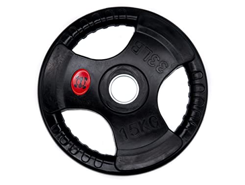 GYM DISTRICT Hantelscheiben 50mm - Fitness-Gewichte für jede 50mm-Olympia-Hantelstange - Gusseisen, gummiert, praktische Griffe - Ideale Trainingsgewichte für dein Home Gym (15 kg (1x 15 kg))