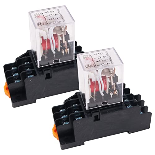 WANGCL 2 mini relés de CA de 24 V, interruptor electromagnético, relé DPDT de 8 pines, relé DPDT 2NO+2NC con indicador LED de base de enchufe