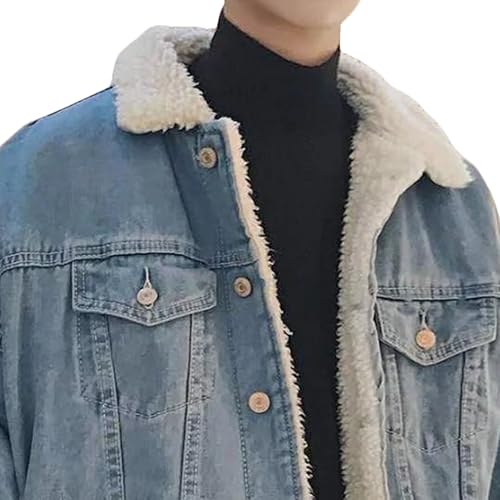 Chaqueta de mezclilla para hombre DGHM-JLMY, acolchada con sherpa miniatura 2