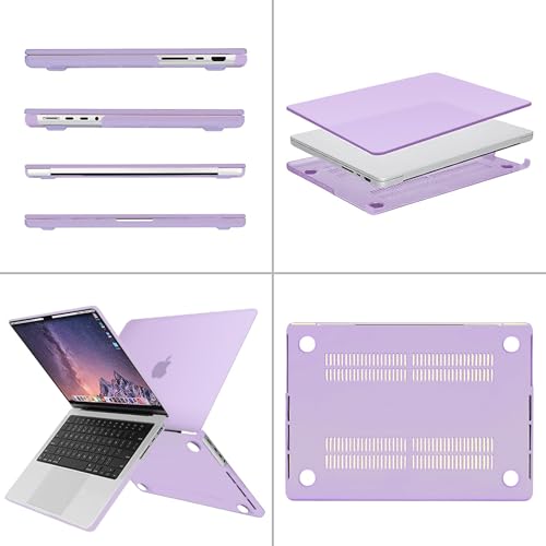 Image of MOSISO Compatible with MacBook Pro 14 inch Case 2025 2024 2023 2022 2021 M5 M4 M3 M2 M1 A3434 A3112 A3185 A3401 A2918 A2992 A2779 A2442, Hard Shell&Keyboard Cover&Screen Film&Pouch,Light Purple